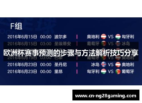 欧洲杯赛事预测的步骤与方法解析技巧分享