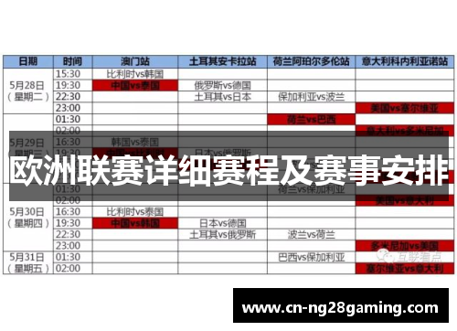 欧洲联赛详细赛程及赛事安排 欧洲联赛详细赛程及赛事安排